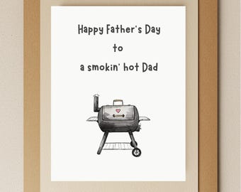 Carte drôle de fête des pères Grillmaster : jeu de mots pour barbecue Smokin' Hot Dad