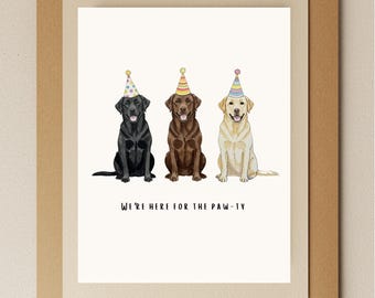 Carte d'anniversaire labrador : célébration d'une fête de chien à l'aquarelle