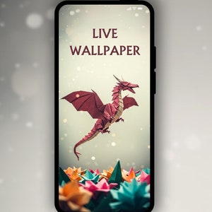 Papercraft Dragon Live wallpaper: Cute Iphone lock screen background, looping moving image for android phone, IOS origami background art