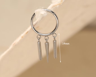 Pendant Hoop Earring• Helix Earring • Huggie Hoop • Rook Piercing • Cartilage Earring • 16G Nose Ring