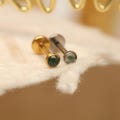 16g 18g Cute Moss Agate Stone Labret Stud • Labret Earring• Titanium • Internally Threaded • Lip Stud •Nose Stud