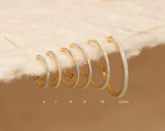 Aro de caracola de ópalo blanco de 6/7/8/9/10/12 mm • Joyería para la nariz • 16 g 18 g 20 g • Pendiente de torre • Perforación de torre