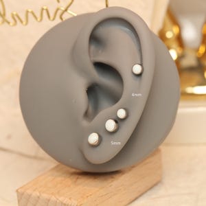 1 Pair Opal Stud Earrings Set • 4mm 5mm • Titanium •Hypoallergenic Earrings for Women Girls for Men for Sensitive Ear