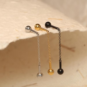 40mm Chain Industrial Piercing Jewelry • Surgical Steel • Industrial Barbell Earrings • Conch• Helix• Cartilage •14g