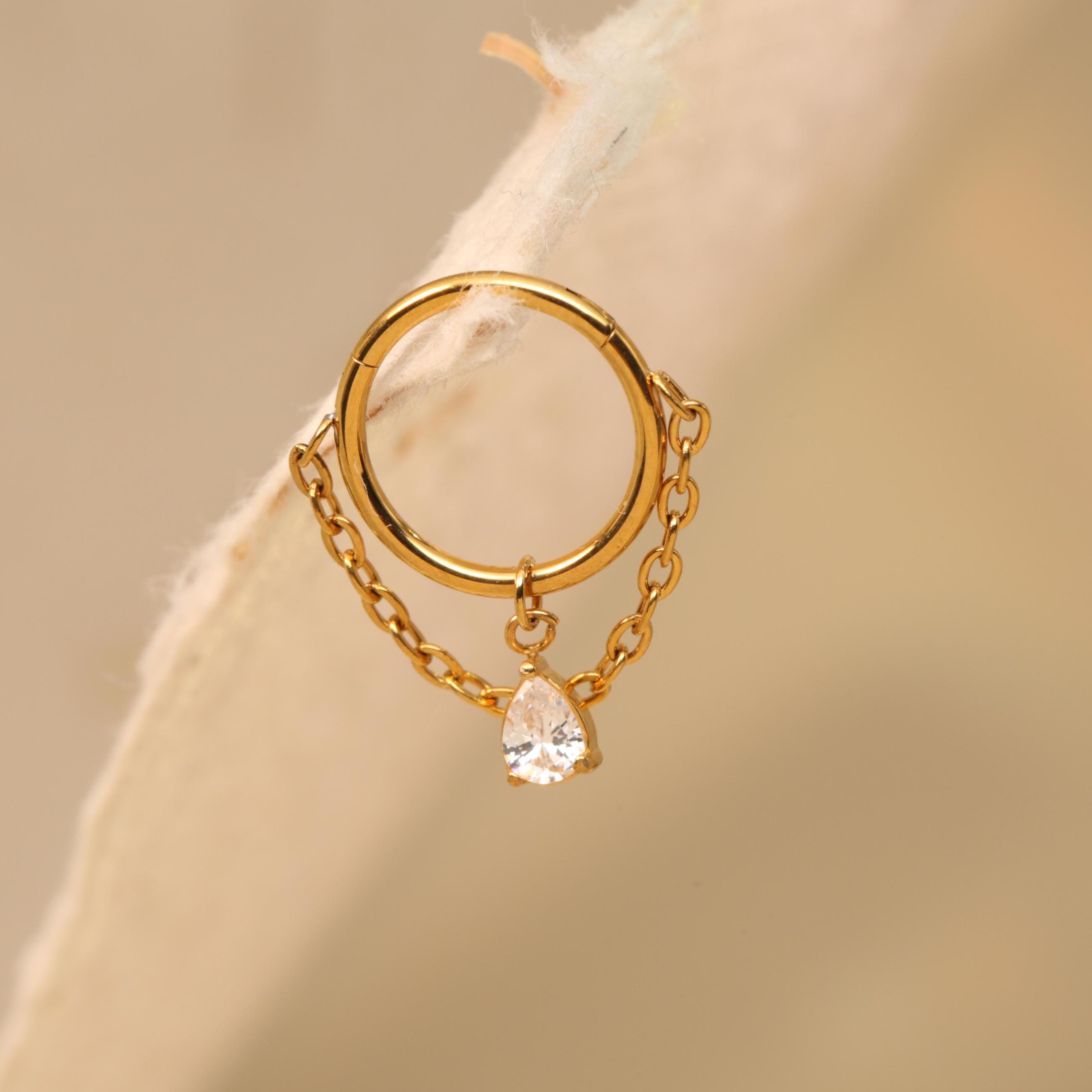 16G Chain Hoop Earring• Hinged Segment Nose Ring • Helix Earring • Huggie Hoop • Rook Piercing • Cartilage Earring