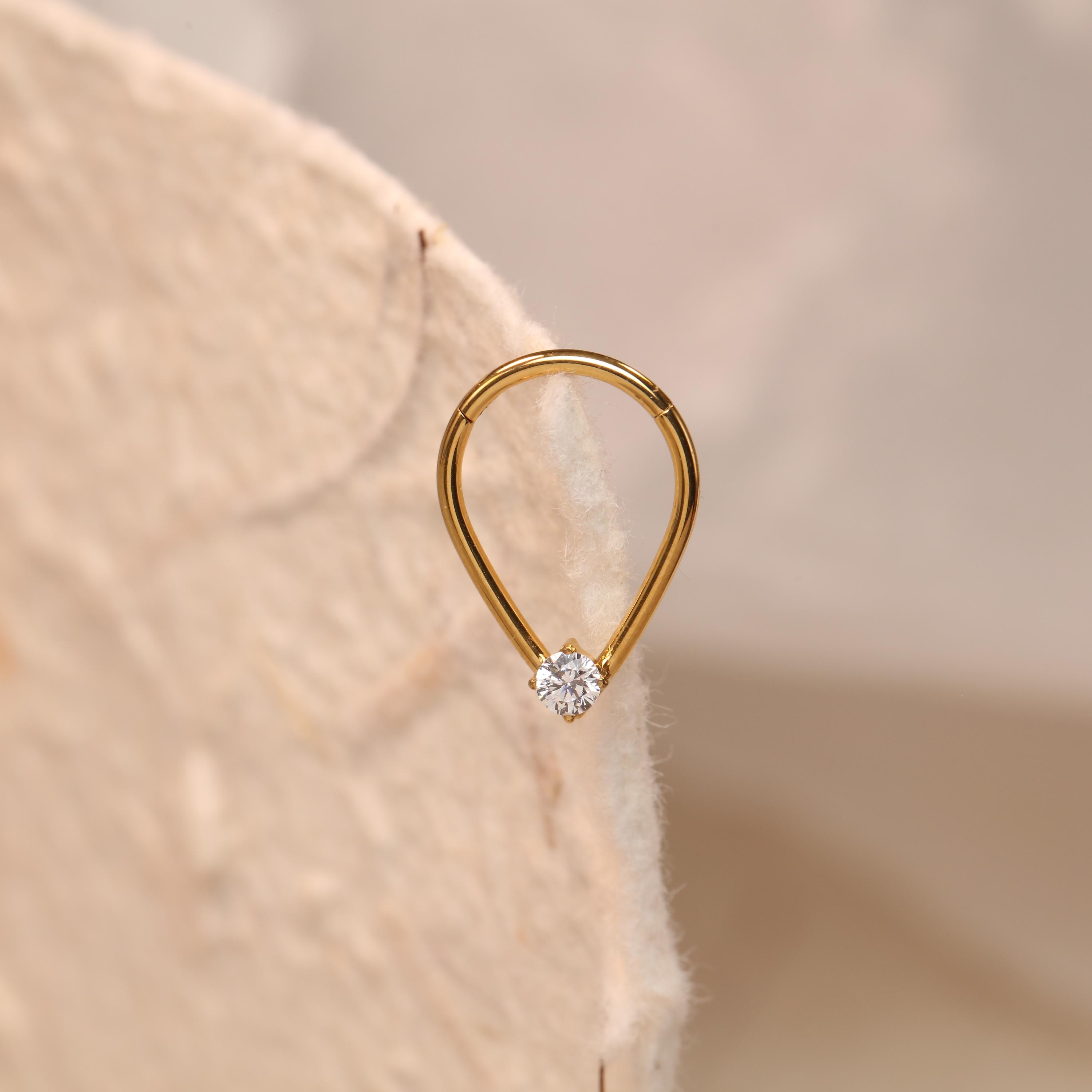 Drop Shape Septum Daith Jewelry • Nose Ring Hoop • Surgical Steel • Conch Piercing • Cartilage Earring • Septum Clicker