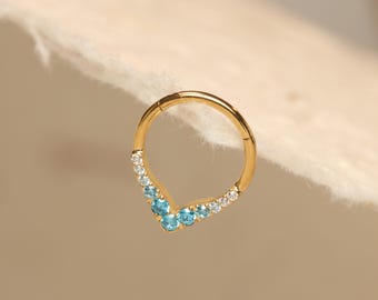 CZ Drop Shape Septum Daith Jewelry • Nose Ring Hoop • Surgical Steel • Conch Piercing • Cartilage Earring • Septum Clicker