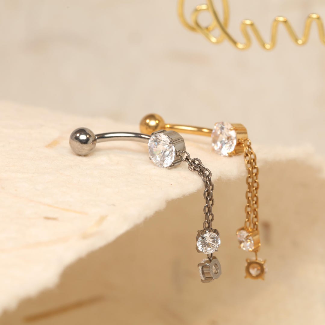 Belly Chain Belly Button Ring• Body Jewelry Piercing• Navel Ring With ...