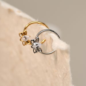 16G Lotus Flower Clicker Hoop • Surgical Steel • Septum Ring • Conch Hoop • Cartilage Earring • Helix Piercing