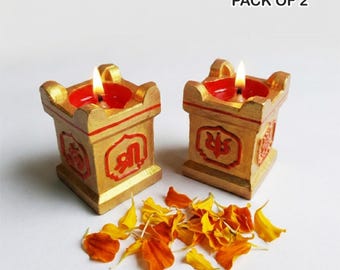 Lámpara de aceite Tulsi dorada de arcilla hecha a mano, lámpara de aceite tradicional Vrindavan Puja para decoración festiva y de Diwali