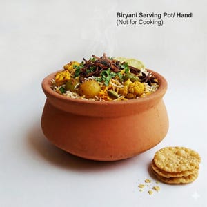 Terracotta Earthen Biryani Serving Pots, Clay Handi for Dal, Rice, Curry, Rustic Kitchen Decor