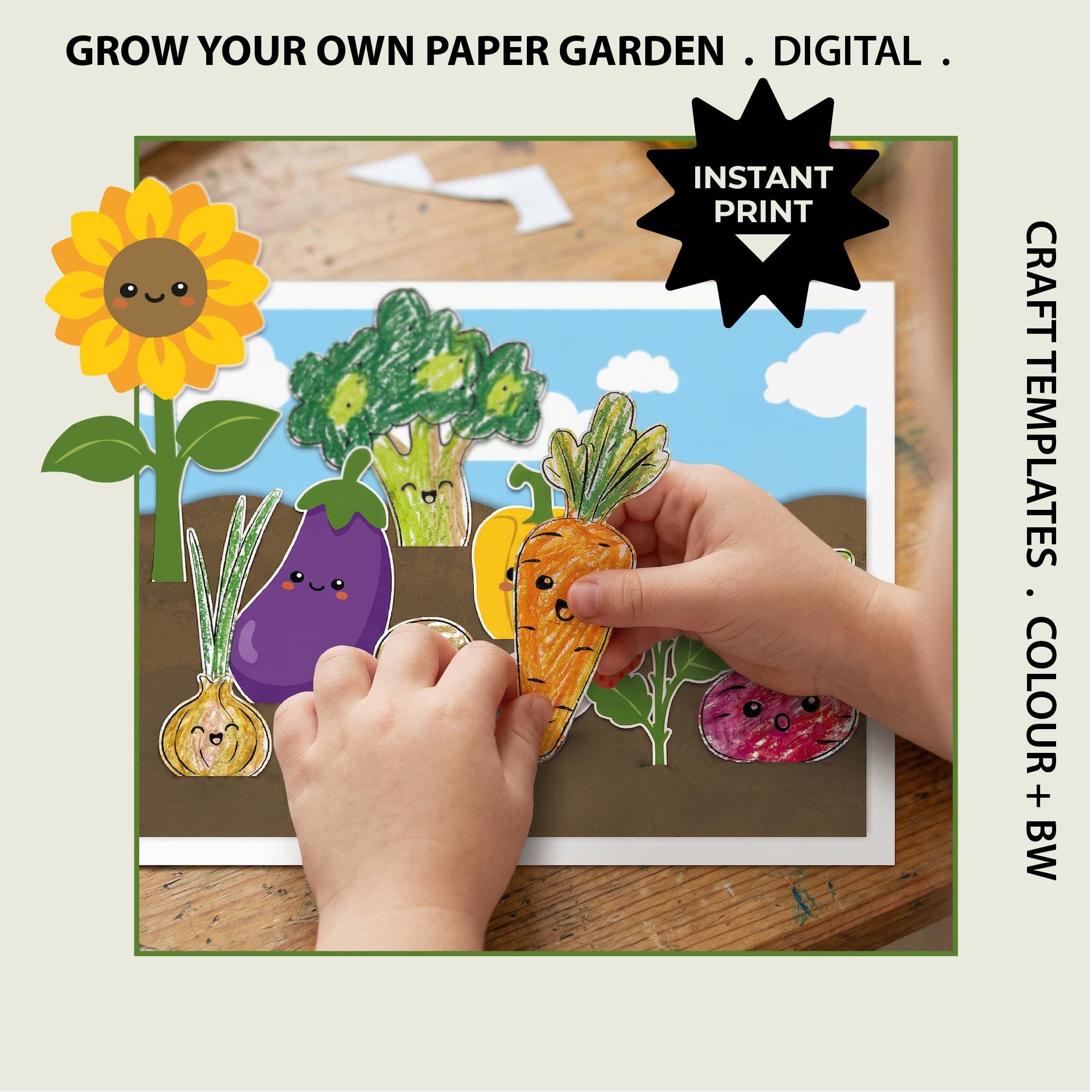 Grow Your Own Paper Garden Kids Printable Craft Activity Cut and…