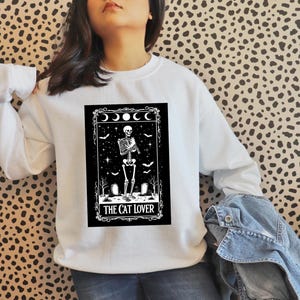 Cat Lover Skeleton Sweatshirt, Cat Mom Gift, Gift for Her, Oversized Sweatshirt, Gift For Cat Owners, Cat Mom Apparel, Mother&#39;s Day Gift