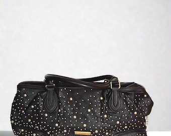 Authentic Burberry Dark Brown Genuine Calph Leather Shoulder Gold Studded Bag - Boutique Collection