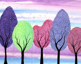 Spring Trees - Original watercolor painting