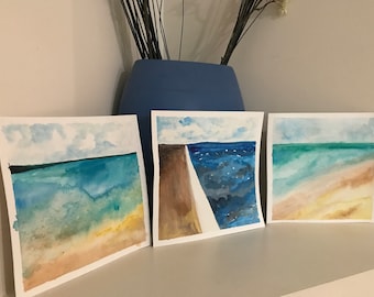 By the Bay - ORIGINAL abstract watercolour paintings inspired by bay bayside sea seaside ocean beach pier