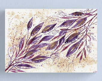 Purple Majesty - ORIGINAL intuitive art watercolour painting on paper in purple and gold by KL Bailey Art