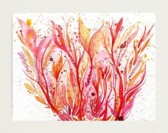 You could be fire - original abstract intuitive watercolour painting on high quality watercolour paper