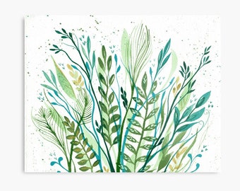 Sea Garden 3 - ORIGINAL intuitive abstract watercolour painting on paper in green by Kirsten Bailey