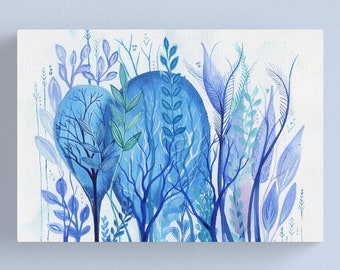 Sea Garden 5 - ORIGINAL intuitive abstract watercolour painting on paper in blue by Kirsten Bailey