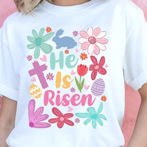He is Risen T-shirt, Christian Easter Apparel, Faith Based Shirt, Religion Tee, Spiritual Wear, Church Gift, Inspiration, Christian Tee