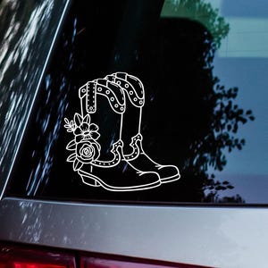 Cowboy Boots Vinyl Car Decal, Car Accessories, Car Window Decal, Vinyl Decal Sticker, Tumbler Sticker, Wall Decor, Laptop Sticker,