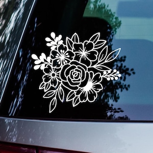Flower Vinyl Car Decal, Car Accessories, Car Window Decal, Vinyl Decal Sticker, Tumbler Sticker, Wall Decor, Laptop Sticker,