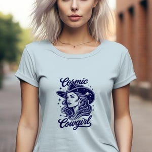 Cosmic Cowgirl Tshirt, Western Graphic Tee, Galaxy Print Shirt, Urban Cowgirl Style, Trendy T-shirt, Gift for Her, Vintage Style, Cowboy