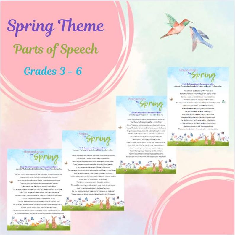 Spring Adverbs Spring Theme Parts of Speech - Etsy