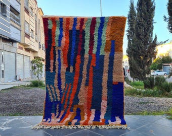 Custom Moroccan Berber Rug: Handwoven Recycled Wool, Abstract Tribal Design