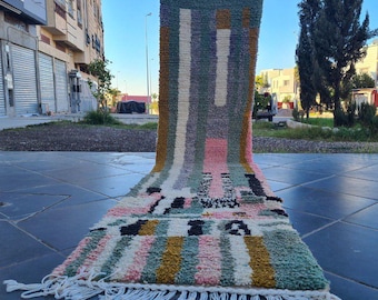 Custom Moroccan Wool Runner Rug: Geometric Berber Kilim