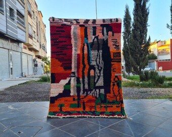 Custom Orange Moroccan Rug: Handwoven Beni Ourain Berber Rug