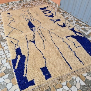 Blue moroccan wool rug, Beautiful Moroccan rug, berber rug, Turquoise Beni Ourain rug, Custom rug, Handmade rug, Moroccan Berber rug Blue