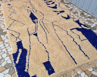 Turquoise Beni Ourain Rug: Handmade Moroccan Berber Wool Rug