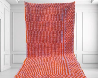 Custom orange moroccan rug - handmade wool orange rug - tapis berber orange moroccan - rug orange for living rooms-Select a size orange rug