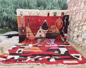 Alfombra marroquí roja a medida: Alfombra bereber tradicional