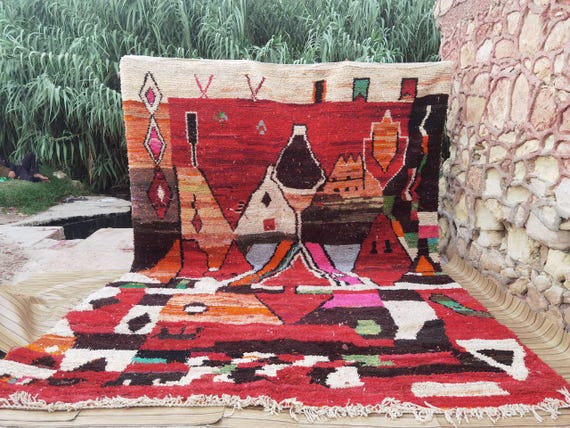 Custom Red Moroccan Rug: Traditional Berber Carpet