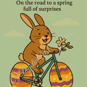Funny Easter Card Bunny Fishing for Eggs – Cute Printable Easter Greeting for Kids & Adults – Digital Download