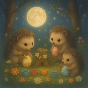 Magical Easter Cards – Cute Animals in an Enchanted World – Bunny, Lamb, Fox, Hedgehog, Fawn – Printable Digital Illustration