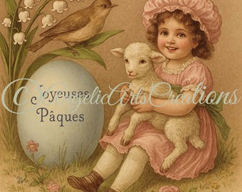 Postales francesas antiguas de Pascua / Tarjetas de Pascua antiguas imprimibles / Ilustraciones antiguas de Pascua para coleccionar