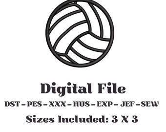 Volleyball Embroidery Design | Sports Embroidery File | Digital Download.