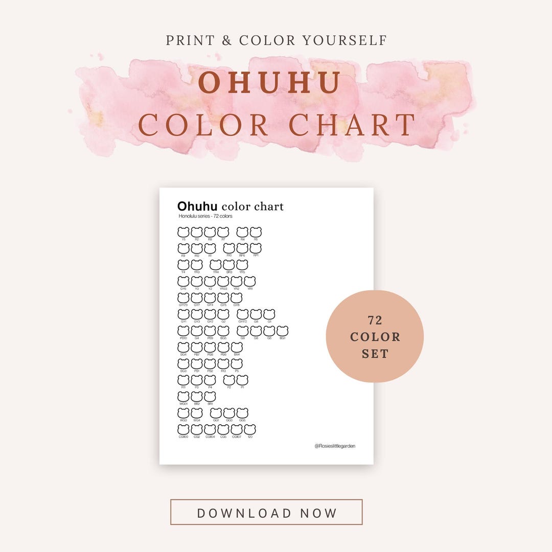 72 Ohuhu Honolulu Color Chart | DIY Swatch Chart | Digital Files ...