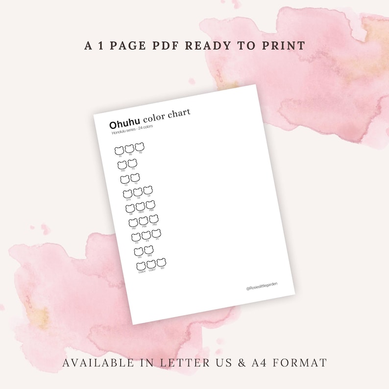 24 Ohuhu Honolulu Color Chart DIY Swatch Chart Digital Files