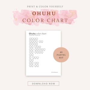 48 pastel Ohuhu Honolulu color chart | DIY swatch chart | Digital files | Printable color chart 48 pastel Ohuhu Honolulu | color chart