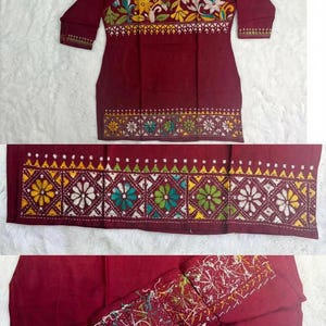 Hand Embroidered Kantha Stitch Cotton short Kurti Size 40-46 image 14