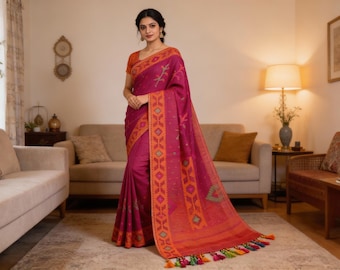 84 Count Pure Handloom Dhakai Jamdani Saree – Traditional Elegance with Tarcel
