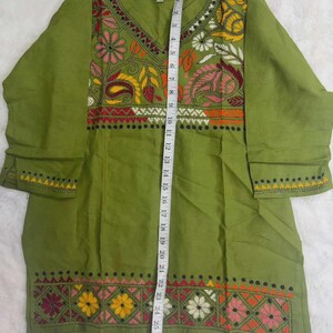 Hand Embroidered Kantha Stitch Cotton short Kurti Size 40-46 image 4