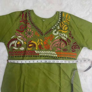 Hand Embroidered Kantha Stitch Cotton short Kurti Size 40-46 image 5