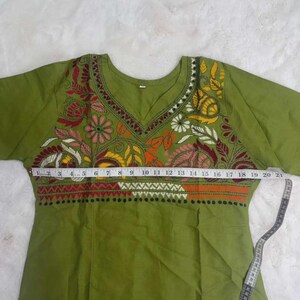 Hand Embroidered Kantha Stitch Cotton short Kurti Size 40-46 image 6