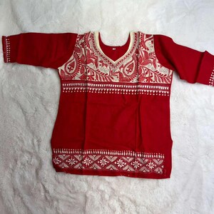 Hand Embroidered Kantha Stitch Cotton short Kurti Size 40-46 image 12
